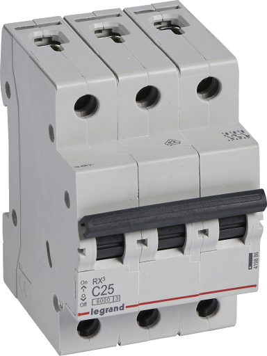 Legrand 4 stk RX³ MCB automatsikring C25 3P 3M 6kA