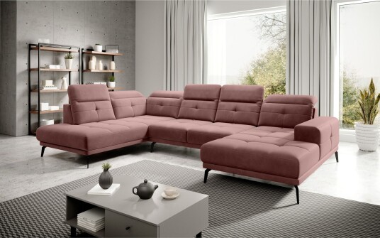 Devender Sofa m. Divan og Sjeselong Rosa