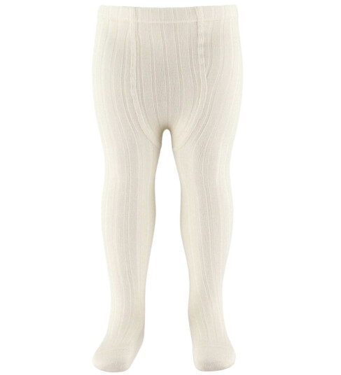 Condor Strømpebukser - Rib - Ull - Beige - Condor - 7-8 år (122-128) - Strømpebukser