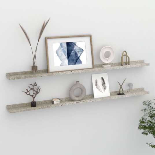 vidaXL Vegghyller 2 stk betonggr? 115x9x3 cm