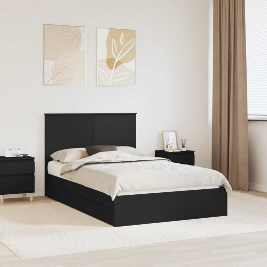 Seng med Oppbevaring Svart 120 x 200 cm Konstruert tre