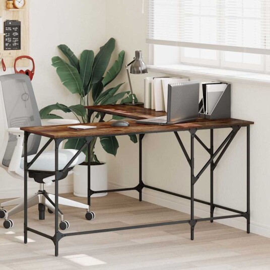 Skrivebord røkt eik 149x149x75 cm konstruert tre