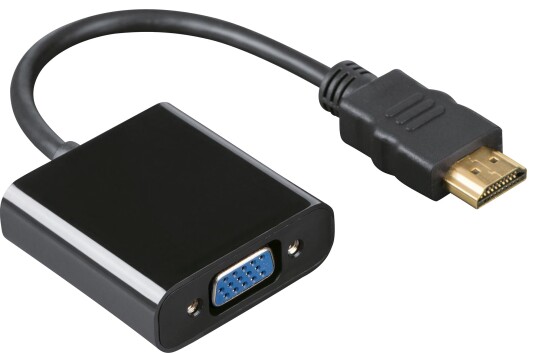 Hama HDMI til VGA Adapter med 3.5 mm Stereo – 15 cm, Svart, Full HD 1080p