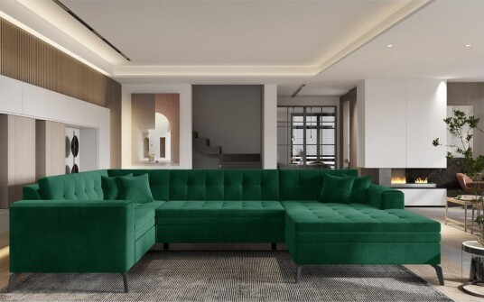 Seksjon Eltap Montez 340x180x93 cm Lukso 35 Mørkegrønn Høyre