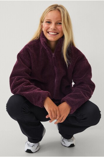 Ellos STUDIO Pilejakke Girl Short Soft Pile Jacket Lilla