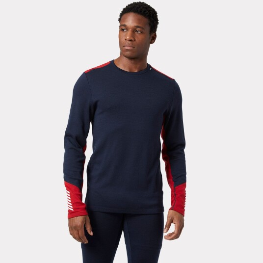 Helly Hansen Herre Lifa Merino Mellomvekt Crew Basislag Lifa® Marineblå L