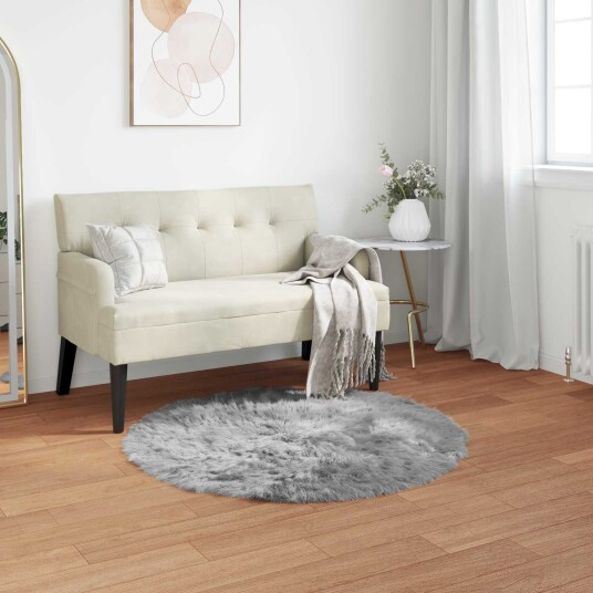 Faux Skinnmatte Tafalla Grå Ø 120 cm Polyester