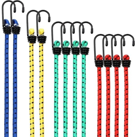 Ukjent merke teltutstyr 12 stk. strikk med kroker strikk elastisk tau elastisk stropp elastisk snor strikker med kroker strikker for sykkel bil telt