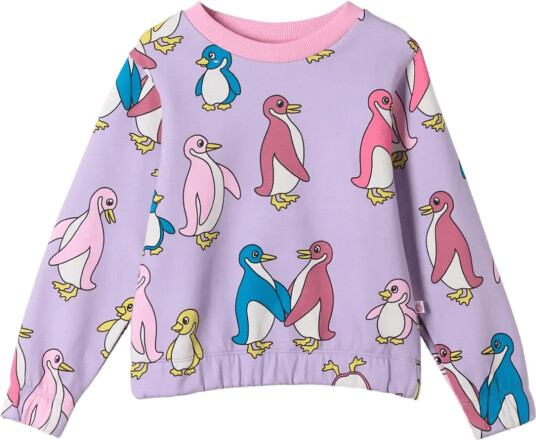 Småfolk Yapeen Sweatshirt With Penguins Purple 110 116