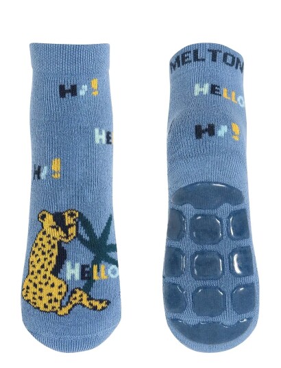 Melton Leopard Socks Anti Slip Blue 23/26