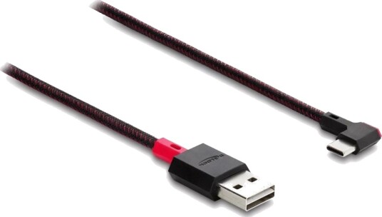 Delock Easy Usb-Kabel Usb Hann Reversibel Til Usb-C Hann Venstre/Høyre-Vinklet Usb 2.0 50 Cm Svart