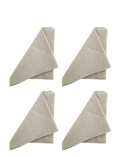 Au Maison Serviet-Hør Basic-Vasket (Sæt Med 4) - Grey - 42X42CM