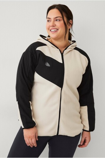 Zizzi - Fleecejakke aOdi L/S Cardigan - Beige