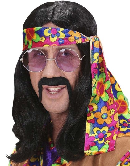 Lang Svart Hippie Parykk Lang Svart Hippie Parykk