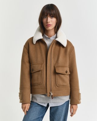 Gant Flyjakke i ullblanding ROASTED WALNUT XL