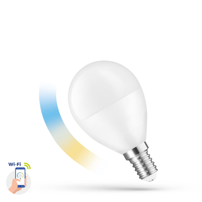 LED 5W CCT Smart Home LED pære - Tuya/Smart Life, Google Home, Amazon Alexa kompatibel, P45, E14 - Dimbar : Dimbar, Kulør : Fra varm til kald LED 5W CCT Smart Home LED pære - Tuya/Smart Life, Google Home, Amazon Alexa kompatibel, P45, E14 - Dimbar : Dimbar, Kulør : Fra varm til kald