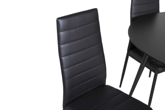 Venture Design Silar & Slim highback spisegruppe Svart/svart 4 st stoler & bord 100 cm