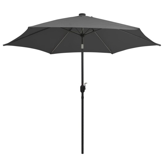 vidaXL Parasoll med LED-lys og aluminiumsstang 300 cm antrasitt