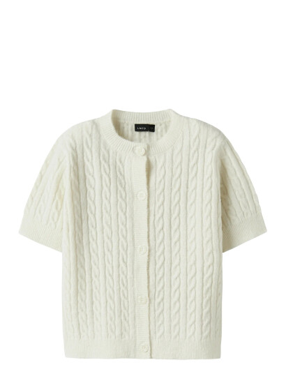 LMTD Nlfkave Ss Short S Knit Cardigan White 158-164