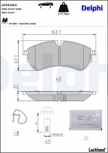 DELPHI LP3410LC Bremseklosser