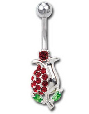 Utgått Navlepiercing med Rose Rød