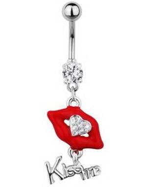 Kiss Me Lips Belly Piercing Red