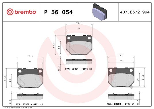 Bremseklosser BREMBO P 56 054 Bremseklosser BREMBO P 56 054