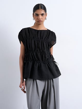 Topshop Ena Short Sleeve Tie Top Sort 34