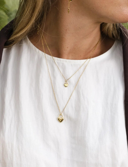 By Jolima Heart Locker Necklace - Gold - ONE SIZE 45 cm