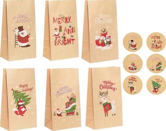 Julekalender papirpose gjenbrukbar fyll selv 24 gjenbrukbare papirposer og nummerklistremerkesett DIY adventskalender