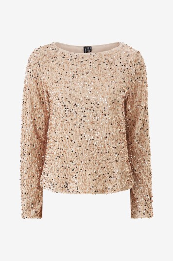 Vero Moda Paljettopp vmBella LS Boat Neck Top Gull