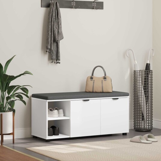 vidaXL Gangbenk Hvit 100 x 38 x 46 cm Konstruert treverk og stoff vidaXL Gangbenk Hvit 100 x 38 x 46 cm Konstruert treverk og stoff