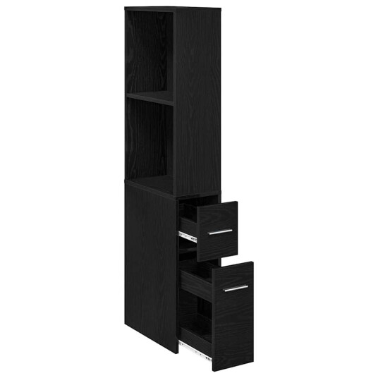 Narrow Bathroom Cupboard Svart eik 22 x 41 x 135 cm Narrow Bathroom Cupboard Svart eik 22 x 41 x 135 cm