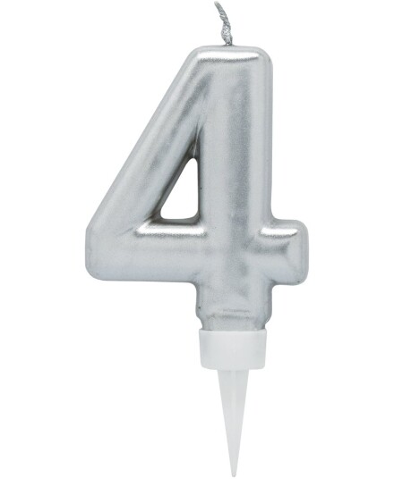 4 Tall Sølvfarget Kakelys 11 cm 4 Tall Sølvfarget Kakelys 11 cm