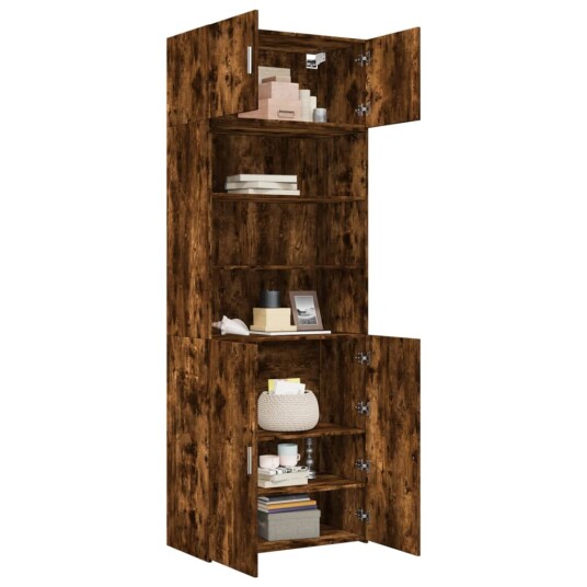 Oppbevaringsskap røkt eik 80x42,5x225 cm konstruert tre