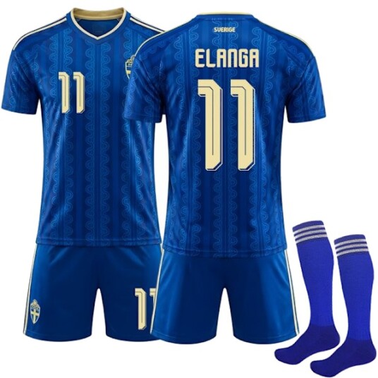 2026 VM Sverige Bortestill Barn Voksen Fotballtrøye Nr.11 Elanga ..