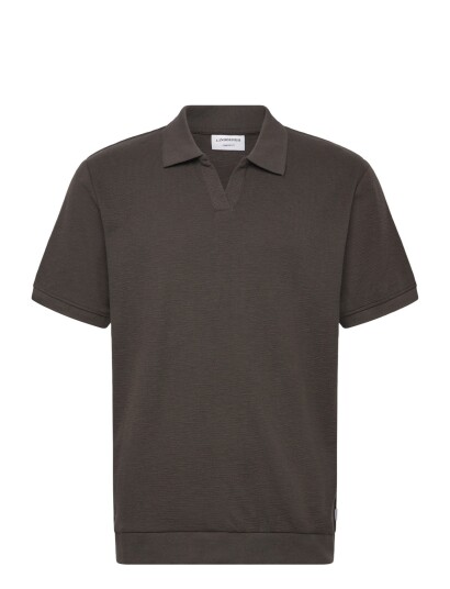 Lindbergh Open Collar Structure Rib Polo Brown XL Lindbergh Open Collar Structure Rib Polo Brown XL
