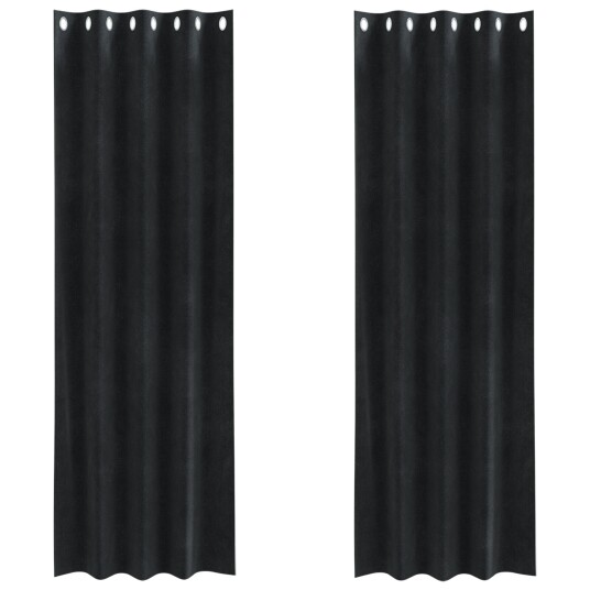  Gardiner med gardiner 2 pcs Svart 140 x 245 cm Fløyel