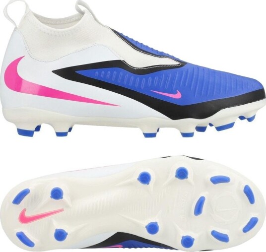 Nike Phantom 6 Academy High Cut MG Attack   Blå/Rosa/Hvit Barn   Multi Ground (MG) størrelse 33½