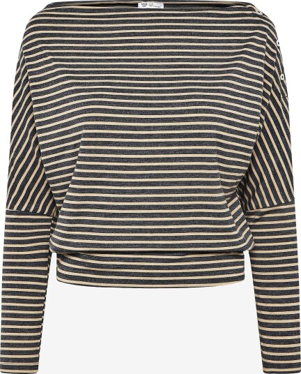 Mango Teen Striped Off-The-Shoulder T-Shirt - NAVY - L