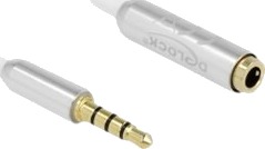 Delock Lydforlengelseskabel Mini Phone Stereo 3.5 Mm Hann Til Mini Phone Stereo 3.5 Mm Hunn 50 Cm Hvit Sølvfarge