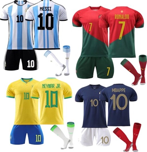 2022 Qatars landslagsdrakt Barn Voksne Fotballdrakt Kostyme Ronaldo Portugal Hjemme 7 Z X Ronaldo Portugal Borte 7