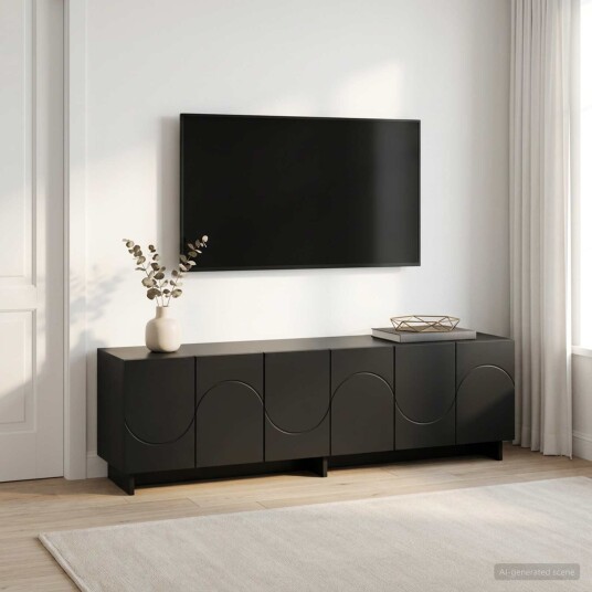 vidaXL TV benk 140 x 34,5 x 40 cm Svart Konstruert tre