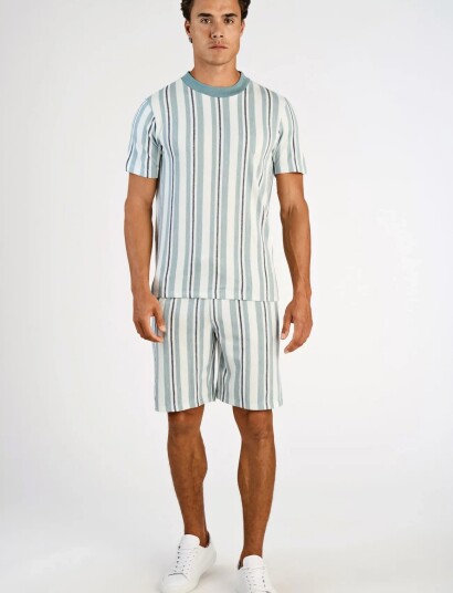 Lindbergh Towel Striped O Neck Tee S/S Blue XXL