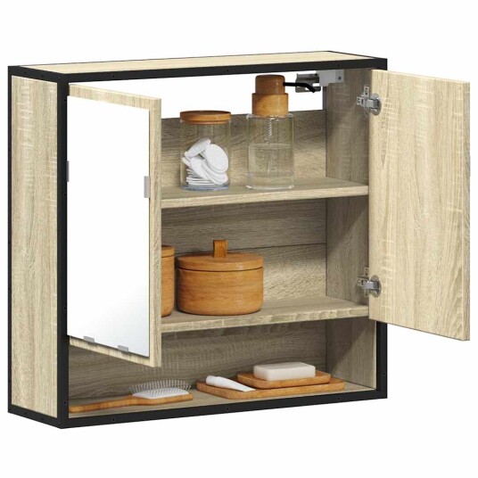 vidaXL Baderomsskap med speil sonoma eik 65x20x60 cm konstruert tre vidaXL Baderomsskap med speil sonoma eik 65x20x60 cm konstruert tre