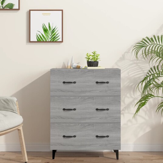 vidaXL Skjenk grå sonoma 69,5x34x90 cm konstruert tre