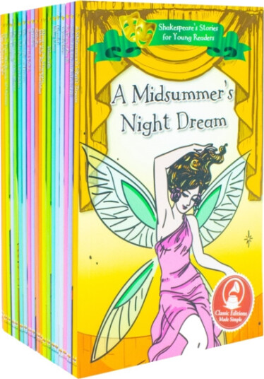 Shakespeare's Stories for Young Readers 20 Books Set  Macbeth, A Midsummer's Night Dream, Hamlet, Romeo and Juliet, Othello, As You Like It, All's Well That Ends Well, King Lear
