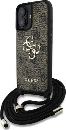 GUESS 4G Big Logo Cord Stap Crossbody Case for iPhone 16 Brown