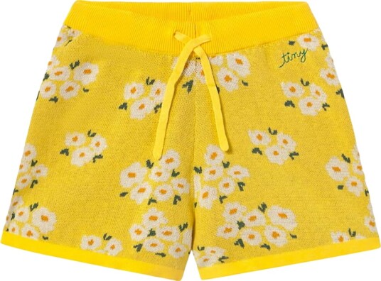 Tiny Cottons ShortStrikk   Blomster   Dusty Yellow   Tiny Cottons   10 år 140   Shorts   Gul