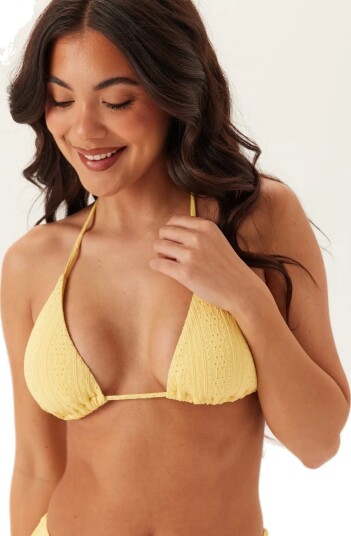 Bubbleroom Triangle Broderie Anglaise Bikini Top Yellow XS Bubbleroom Triangle Broderie Anglaise Bikini Top Yellow XS